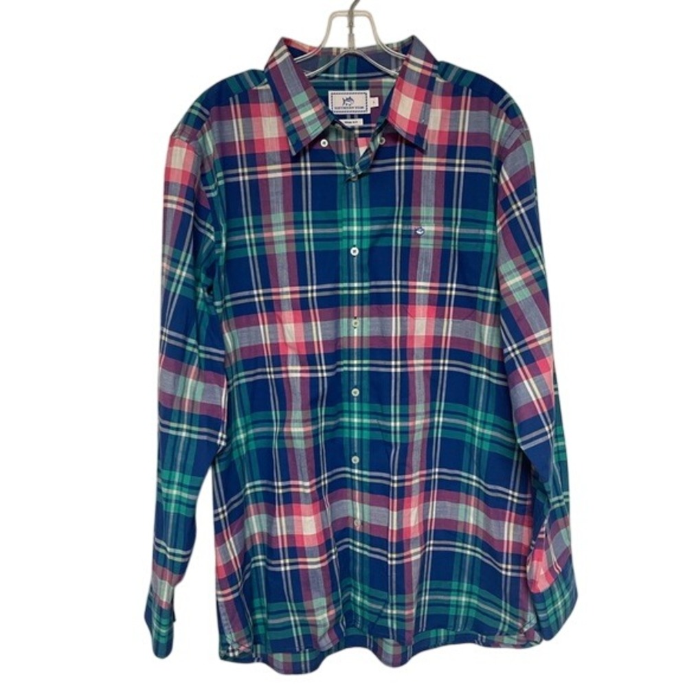 Southern Tide Trim Fit Plaid Button Down‎ Shirt Mens Large